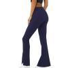 asntrgd Yoga Pants for Women with Pockets Split Hem V Cross Hide Belly Butt Lifting Pants Wide Leg Flare Bootcut Leggings view 3