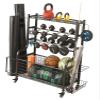 Dumbbell Rack Stand, Home Gym Storage for Dumbbells Kettlebells Yoga Mat and Balls, All in One Workout Storage with Wheels,Stand Only