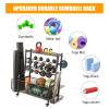 Dumbbell Rack Stand, Home Gym Storage for Dumbbells Kettlebells Yoga Mat and Balls, All in One Workout Storage with Wheels,Stand Only view 3