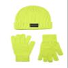 Calvin Klein Boy's Rib Cuff Hat and Glove Set, Acid Lime, 8-16 view 1