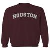 Vintage Retro Graphic Houston Texas USA Men's Crewneck Sweatshirt (Maroon Medium) view 1