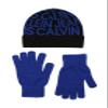 Calvin Klein Boy's CKJ All Over Logo Solid Beanie and Glove Set, Surf The Web, 8-16 view 1