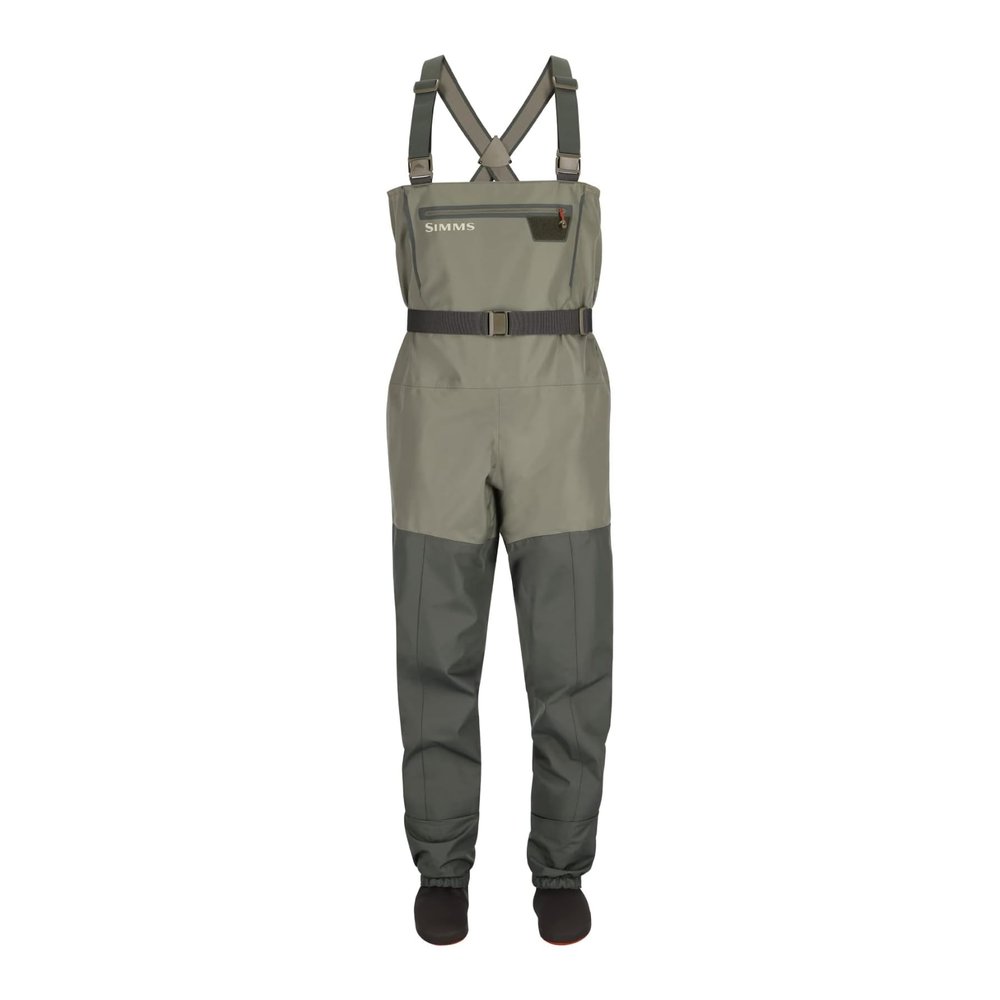 Simms Men's Tributary Stockingfoot Chest-High Fishing Waders - Durable, Breathable, Waterproof Fly Fishing Waders for Men, Basalt, (Large Short 9-11 Foot)