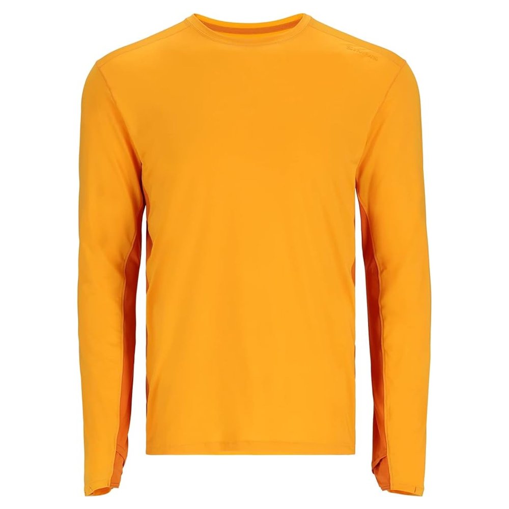 Simms SolarFlex Crewneck Long Sleeve Fishing Shirt for Men: UPF 50+ Sun Protection, Quick-Dry, Odor-Resistant (Sunrise/Sun Glow, Large)