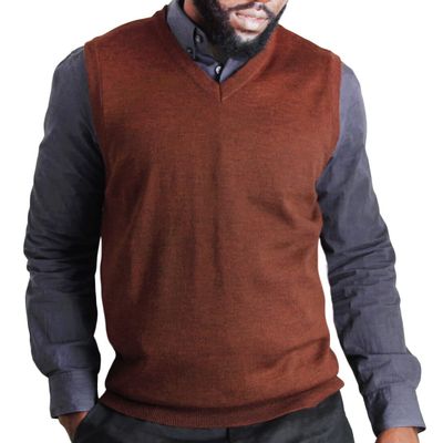 Blue Ocean Mens Heather Sweater Vest Copper