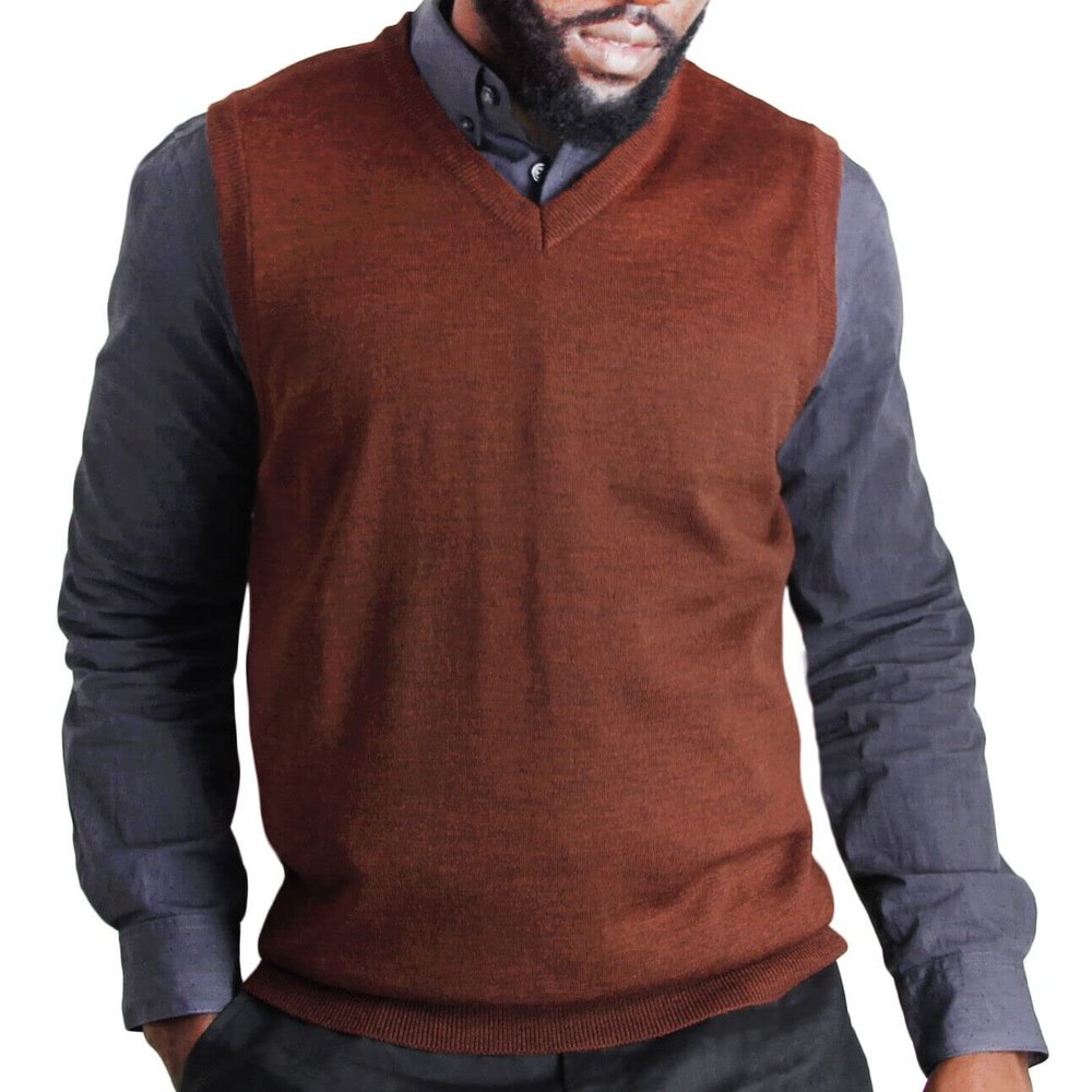 Blue Ocean Mens Heather Sweater Vest Copper