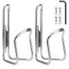 USHAKE Water Bottle Cages for MTB Bikes - Lightweight Aluminum Alloy Holder Brackets - Easy to Install with Drilled Holes - 2 Pack Silver view 1