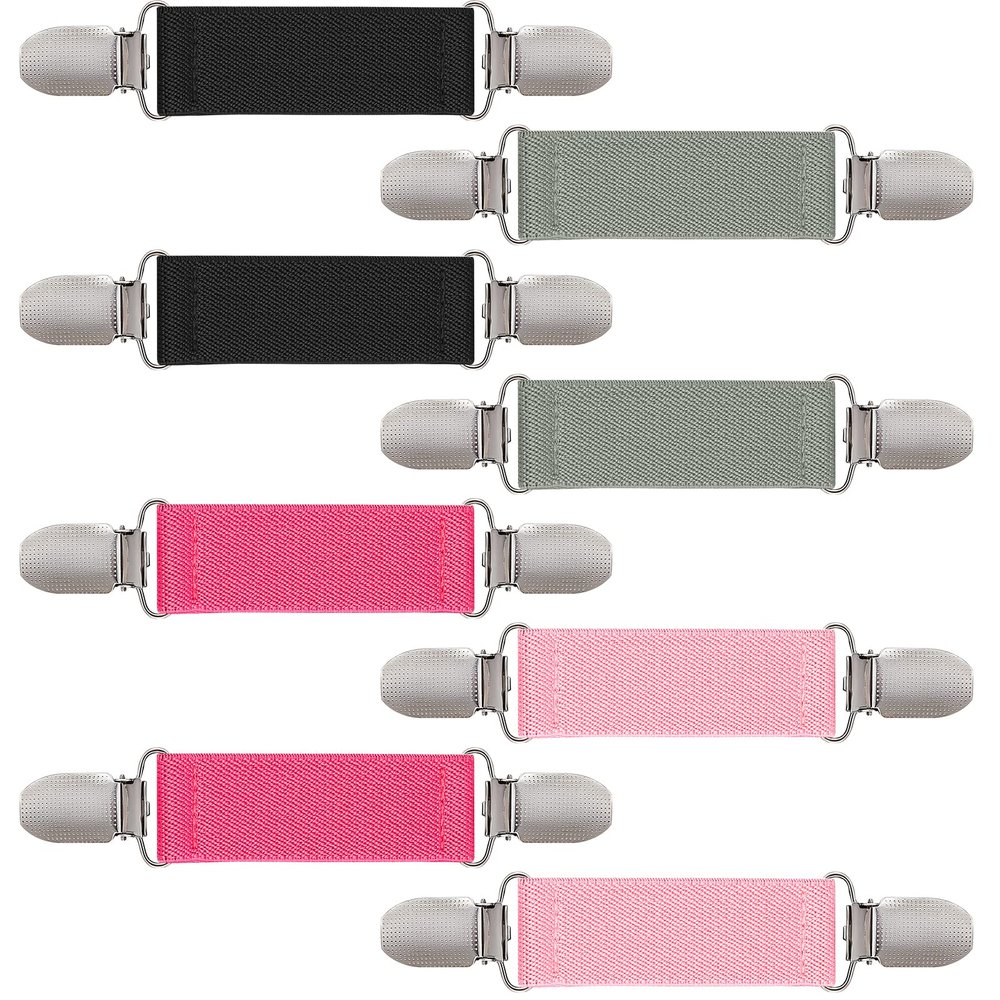 Zkptops 4 Pairs Mitten Clips for Kids Toddlers Baby Elastic Gloves Clips Tight Winter Mitten Clips Gloves Holder Strap Hook Attachment String Clothes Dress Cinch Clips Shirt Sweater Clips (4 Colors)