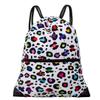 HOLYLUCK Drawstring Backpack Bag Sport Gym Sackpack (colorful white leopard) view 1
