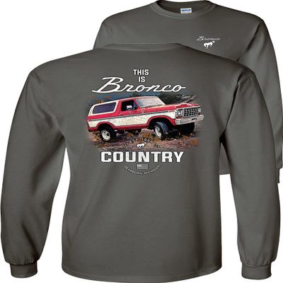Ford Bronco Long Sleeve Shirt This is Bronco Country Est 1966-Charcoal-Small