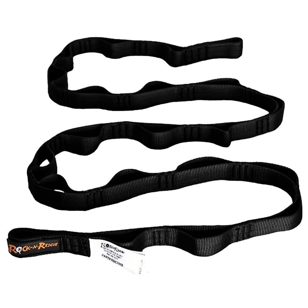 Rock-N-Rescue Daisy Chain - 74 Inches Long, 19 Pockets, 15.5 kN, Nylon Multi-Loop Sling, Made in USA, Rock Climbing, Firefighter, and Rescue Gear, Black