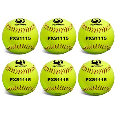 PHINIX Slow-Pitch Softballs Cork Core for Practice 11" & 12" Options (Box of 6, 11 Inch)