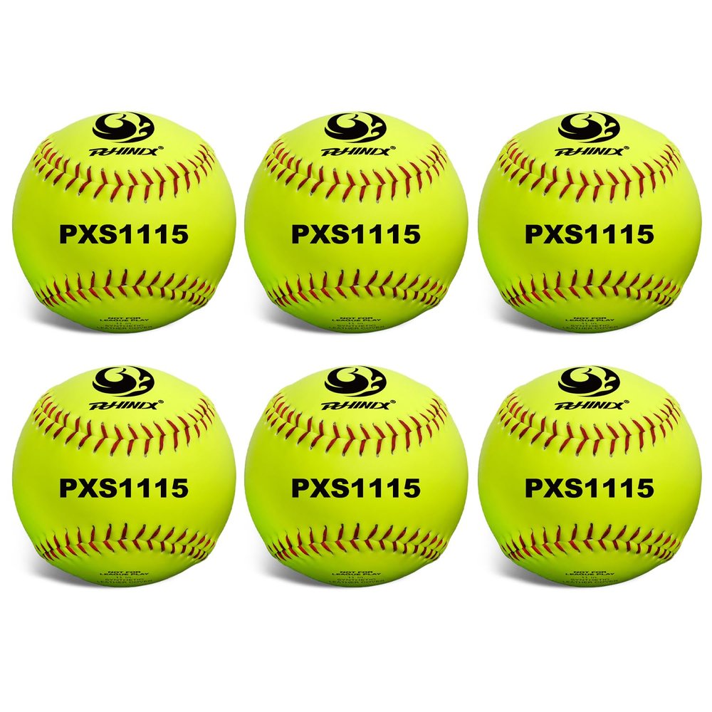 PHINIX Slow-Pitch Softballs Cork Core for Practice 11" & 12" Options (Box of 6, 11 Inch)