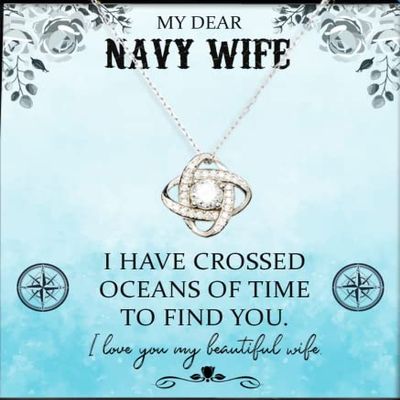 Love Knot Silver Necklace Luxury Box Navy Wife Gift Ideas from Husband, Jewelry Gift for Marine Corps, Navy Chief Gifts, Navy Corpsman, Navy Retirem