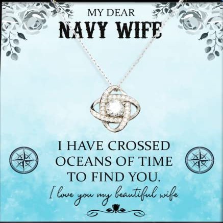 Love Knot Silver Necklace Luxury Box Navy Wife Gift Ideas from Husband, Jewelry Gift for Marine Corps, Navy Chief Gifts, Navy Corpsman, Navy Retirem