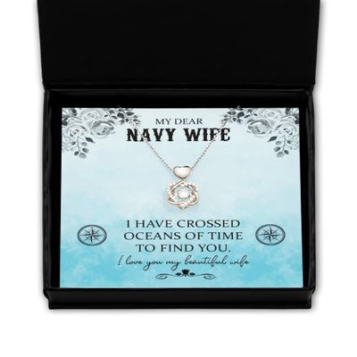 Heart Knot Silver Necklace Navy Wife Gift Ideas From Husband From Wife, Gift For Marine Corps, Navy Chief Gifts, Navy Corpsman, Navy Retirement Gift