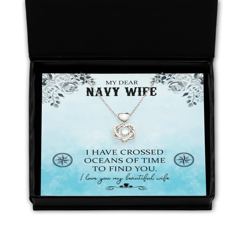 Heart Knot Silver Necklace Navy Wife Gift Ideas From Husband From Wife, Gift For Marine Corps, Navy Chief Gifts, Navy Corpsman, Navy Retirement Gift