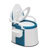 VINGLI Portable Toilet | Back & Handrail Design Commode with 5 Gallon Bucket Inner, Camping RV Toilet for Adult, Kids, Home, Boat, Van, Travel, Plastic, Blue & white view 1