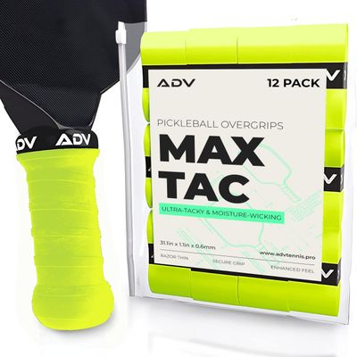 ADV MaxTac Tacky Pickleball Overgrip - 12 Pack - Extremely Sticky Non-Slip Pickleball Grip Tape - Razor-Thin & Easy to Use Pro Pickleball Paddle Grip Tape (12-Pack Volt)