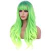 BERON Neon Green Wig Long Wavy Soft Synthetic Wigs with Straight Bangs for Women Cosplay Party Halloween Wig Cap Include view 1