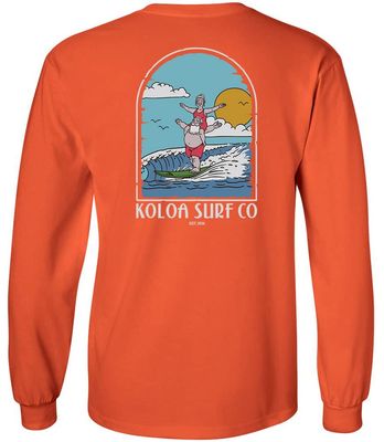 Koloa Surf Company Men's Surfing Claus Logo Long Sleeve Tees-Tall-4XLT-Orange/c