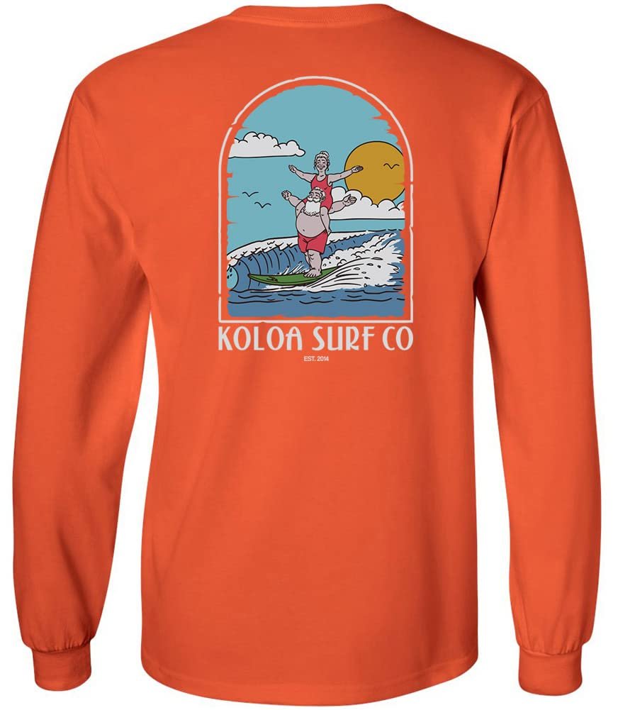 Koloa Surf Company Men's Surfing Claus Logo Long Sleeve Tees-Tall-4XLT-Orange/c