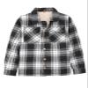 ZENTHACE Teen Boys Girls Sherpa Fleece Lined Flannel Jacket Snap Buffalo Plaid Shirt Shacket Jackets Winter BLKW M Size 7-8 view 1