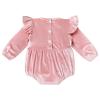 Baby Girls Winter Snowflake 1st Birthday Outfit Velvet One Year Old Pink Romper Long Sleeve Bodysuit+Headband+Socks 3PCS Cake Smash Photo Shoot Outfits Pink-White One 6-12 Months view 4