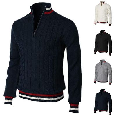lunhaifi Men's Casual Slim Pullover Zipper Sweater,Pullover Sweaters for Men Slim Mock Neck Polo 1/4 Zip Sweaters (Navy Blue,5XL)