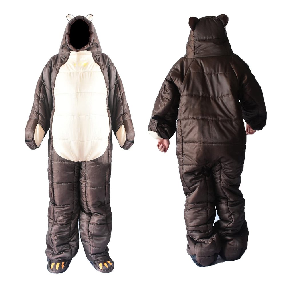 AXUYU Wearable Sleeping Bag 3 Season Bear-Shaped Sleeping Bag Camping Adults Full Body Sleep Pouch for Camping,Traveling, Hiking, Backpacking/XL