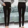 Over The Belly Pregnancy Yoga Pants with Pocket for Women Maternity Workout Leggings Sherpa Lined Sweatpants Black view 2