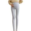 Womens Maternity Fleece Lined Leggings Over The Belly Pregnancy Warm Yoga Tight Workout Active Pants with Pockets Gray view 3