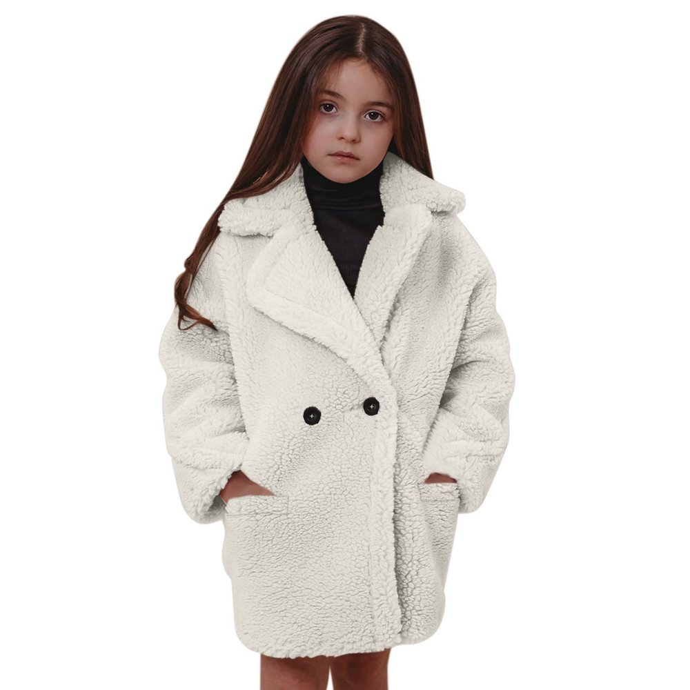Kid Long Toddler Girls Coat Winter Windproof Thicken Coat Jacket Kids Warm Fleece Outerwear Jacket (Beige, 2-3 Years)