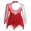 TSSOE Kids Girls Long Sleeve Sequins Printing Ice Roller Figure Skating Dress Illusion Ballet Dancewear C02 10 Years view 2