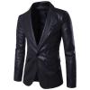 JEsilunmaMY Men's Casual Leather Blazer Slim Fit 1 Button Lightweight Sport Coat Wedding Prom Dinner Business Spring Jacket (Black,X-Large) view 1