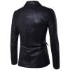 JEsilunmaMY Men's Casual Leather Blazer Slim Fit 1 Button Lightweight Sport Coat Wedding Prom Dinner Business Spring Jacket (Black,X-Large) view 2