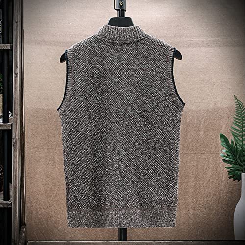 JEsilunmaMY Men's Sleeveless Sweater Vest Zip Up Baseball Collar Knitted Cardigan Waistcoat Fall Winter Warm Sweater Coat (Coffee,X-Large)