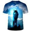 ARORALS Men's Wolf T-Shirt Summer Short Sleeve Tees Tops Animal Theme Sweatshirt Realistic Graphic Shirt,Blue,4XL view 3