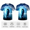 ARORALS Men's Wolf T-Shirt Summer Short Sleeve Tees Tops Animal Theme Sweatshirt Realistic Graphic Shirt,Blue,4XL view 4