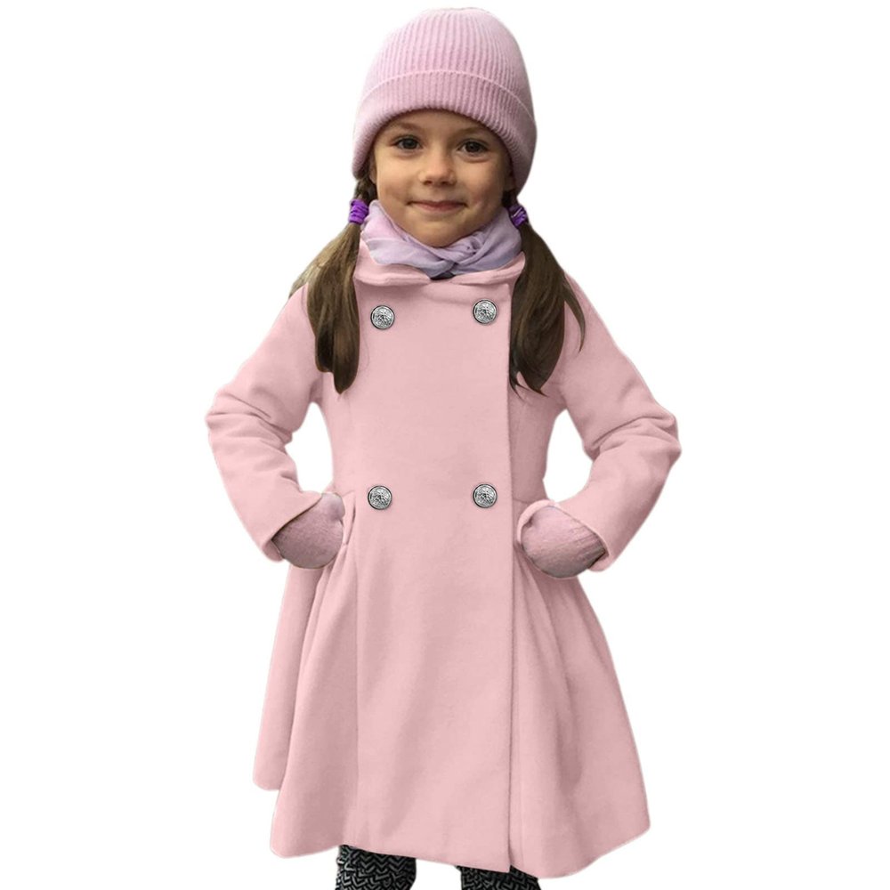Girls' Dress Coats, Toddler Girls Winter Windproof Coat Jacket Kids Warm Fleece Outerwear Jacket (b-Pink, 4-5 Years)