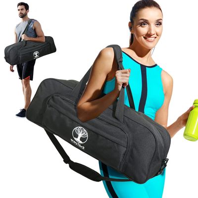 WARRIOR2 Yoga Mat Bag Carrier with 8-Pocket & Wet Pocket, Air Vent | Large Yoga Mat Holder Fits Thick Mats & Blocks | Gym Duffle Bag for Women & Men