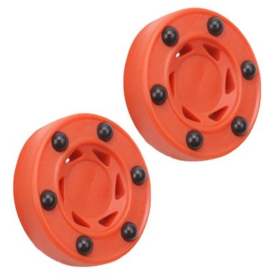 Veemoon 2pcs Roller Hockey Game Puck Inline Hockey Puck with Wheels for Floor Trainings Red