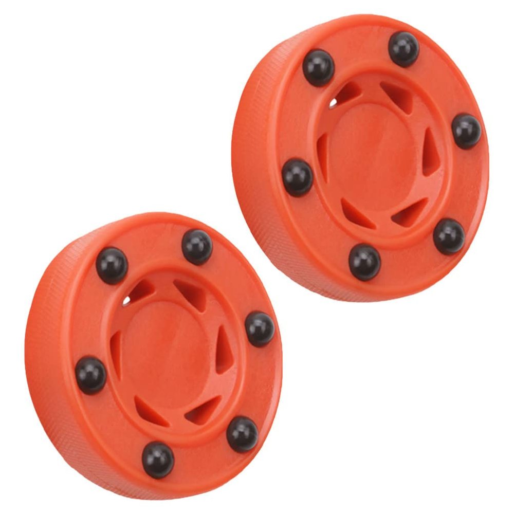 Veemoon 2pcs Roller Hockey Game Puck Inline Hockey Puck with Wheels for Floor Trainings Red