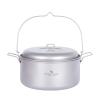 iBasingo 4.5L Titanium Soup Pot with Foldbale Handle Lightweight Hanging Pot Portable Cookware for 3-5 Persons in Camping Picnic Hiking Travel Household Ti2112C view 1