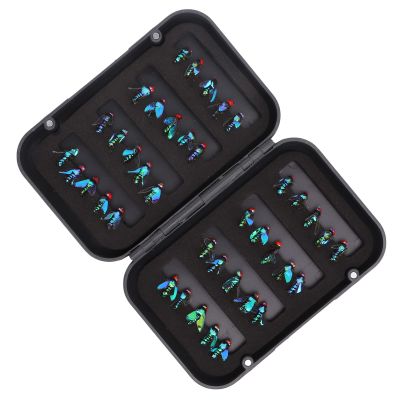 VGEBY 40Pcs Rainbow Fly Fishing Lures, Fly Assortment Box with Storage, High Carbon Steel Hook for Trout, Bass, Panfish