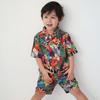 HINTINA Toddler Little Boy Shorts Set Hawaiian Outfit Short Sleeve Palm Leaf Shirt Summer Clothes Set Suit 2-3T view 3