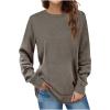 PBNBP Cute Blouses for Teen Girls Pullover Crewneck Loose Fit Daily Wear Sweatshirts Curved-Hem Long Sleeve Solid Color Fall Winter Tops Sudaderas view 1