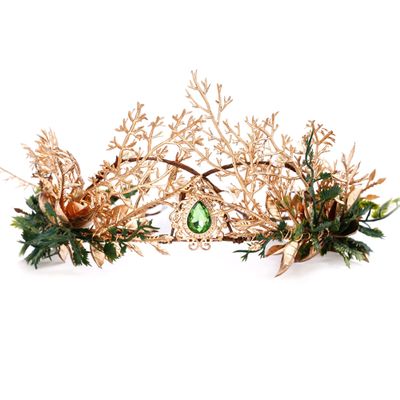 MOSTORY Handmade Woodland Fairy Crown Elf Forest Headpiece Medieval Leaf Circlet for Men Prince Adult God Cosplay Renaissance Halloween Wedding Gold Green