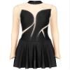 Freebily Women's Figure Ice Skating Dress Long Sleeve Shiny Rhinestones Roller Skating Lyrical Dance Costume Black F Large view 3