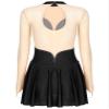 Freebily Women's Figure Ice Skating Dress Long Sleeve Shiny Rhinestones Roller Skating Lyrical Dance Costume Black F Large view 4